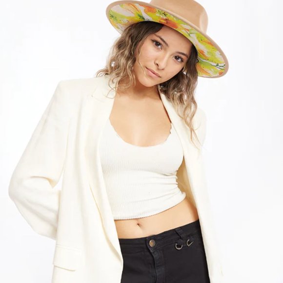 KEYONE ITALIAN MADE HAT NAYELI CORDATE FEDORA HAT BEIGE L $100 main image 7
